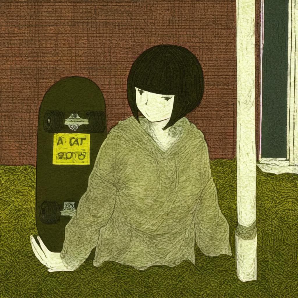 A cat on a skateboard, anime style — generated via x402 payment